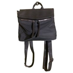 Botkier New York Mini Trigger Backpack Nylon Faux Leather Black Logo Straps